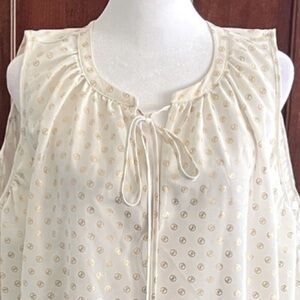 Michael Kors Cold Shoulder Top w/Short Sleeves in Cream with Gold Logo Accents.